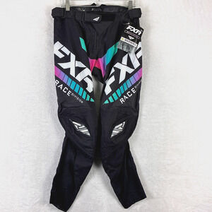 FXR LE MX Helium Pants Mens 30 Black White Padded Offroad Motocross MTB Biker